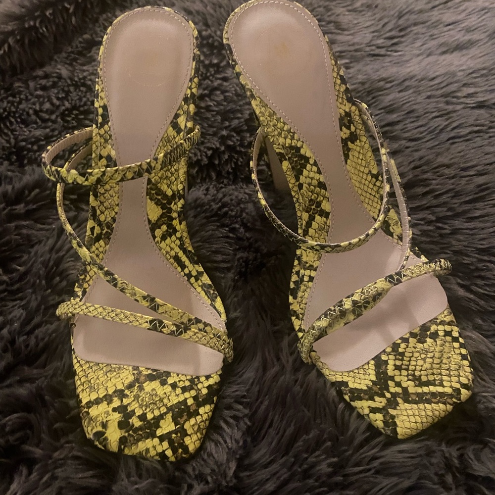 Snake skin neon mules